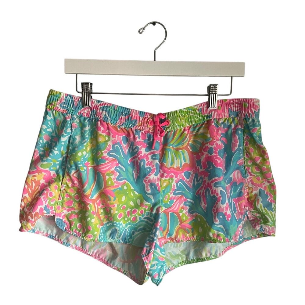 Lilly Pulitzer Luxletic Nylon Coral Run Around Shorts size Large